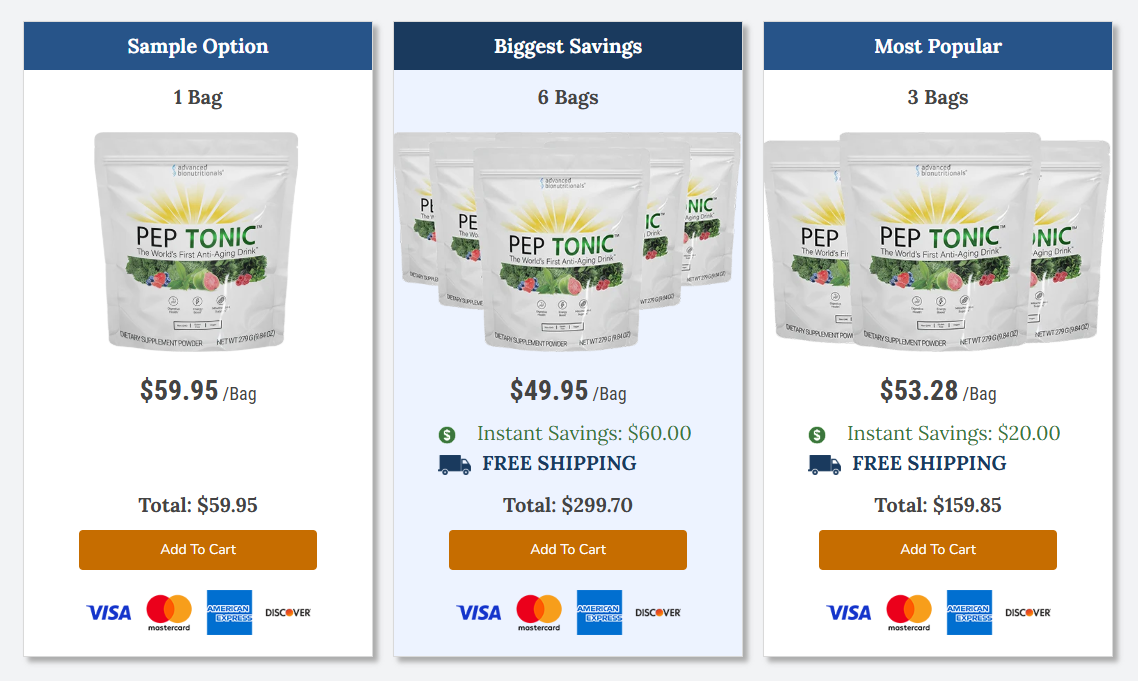 Pep Tonic Pricing