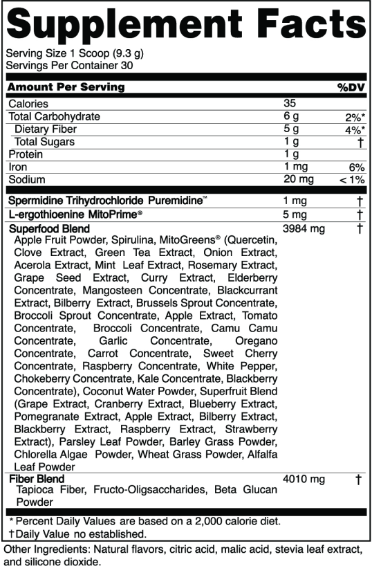 Pep Tonic Supplement Facts